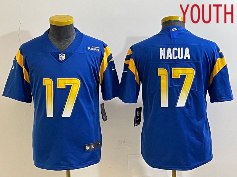 Youth Los Angeles Rams #17 Nacua Blue Nike Vapor Limited NFL Jersey